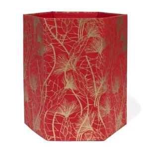 Recycled Cotton Storage/Wastebasket in Red/Gold Beach Grass Design