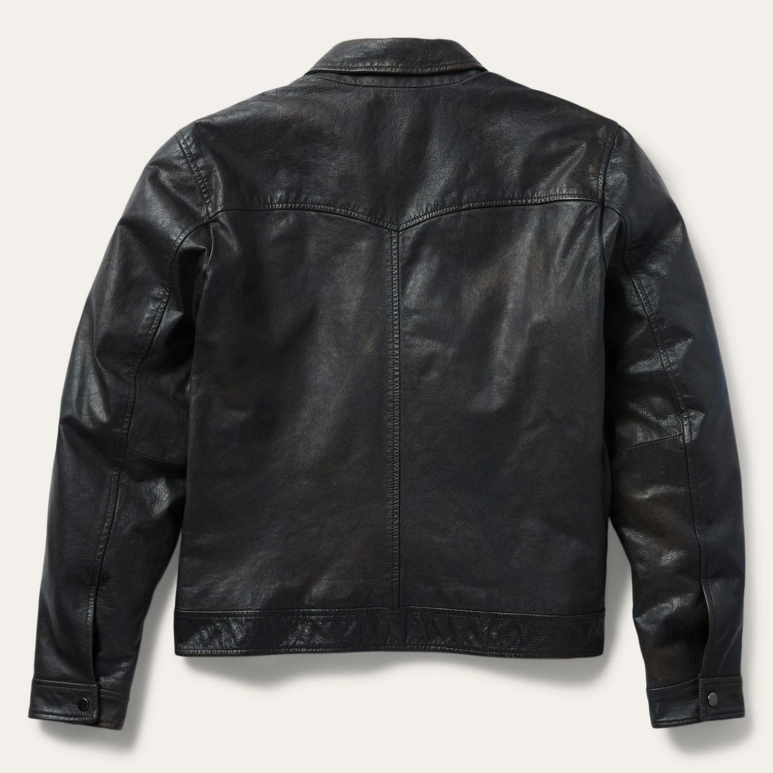 Snap Front Leather Jacket