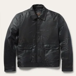 Snap Front Leather Jacket