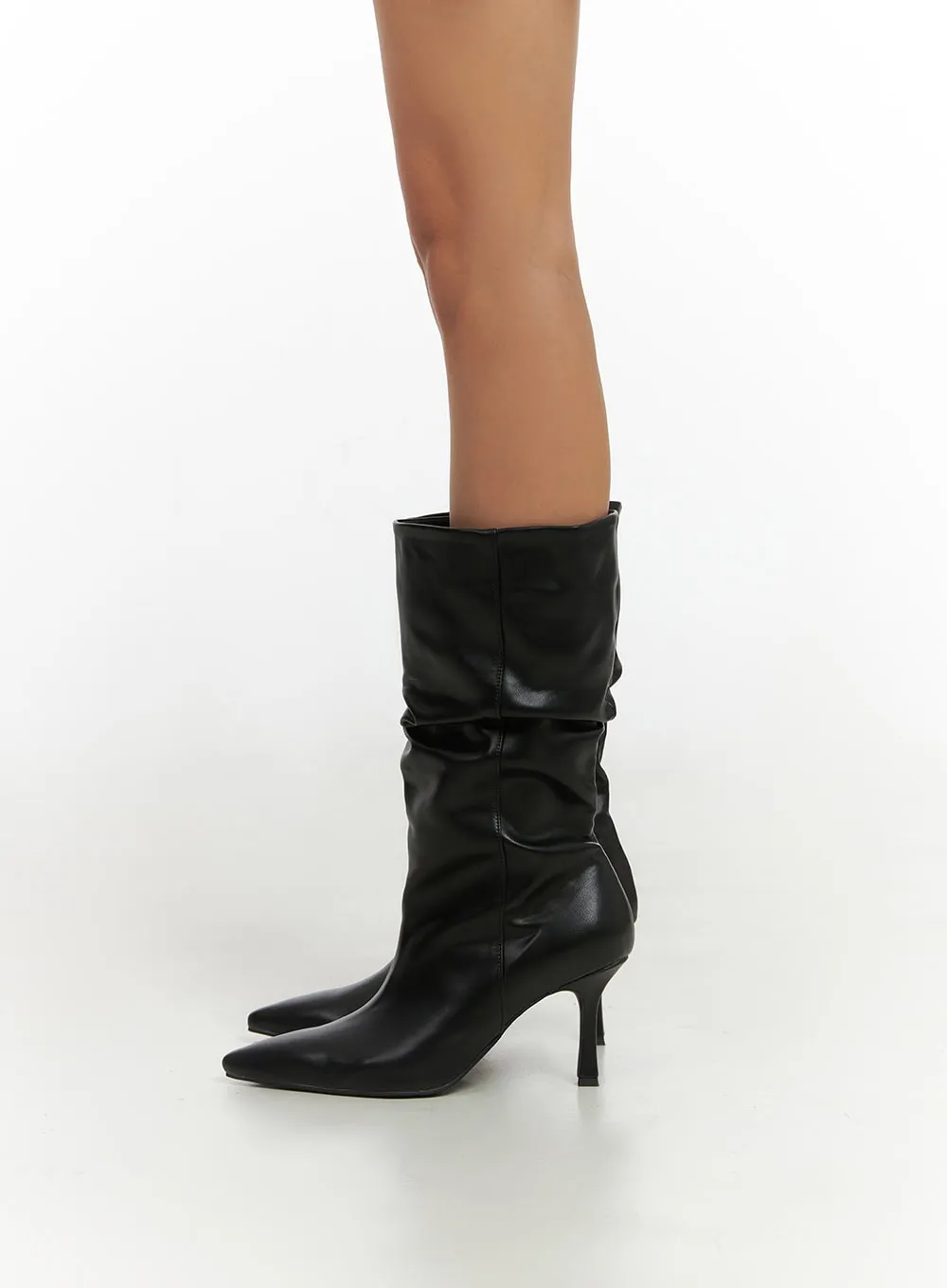 Solid Faux Leather Boots IO409