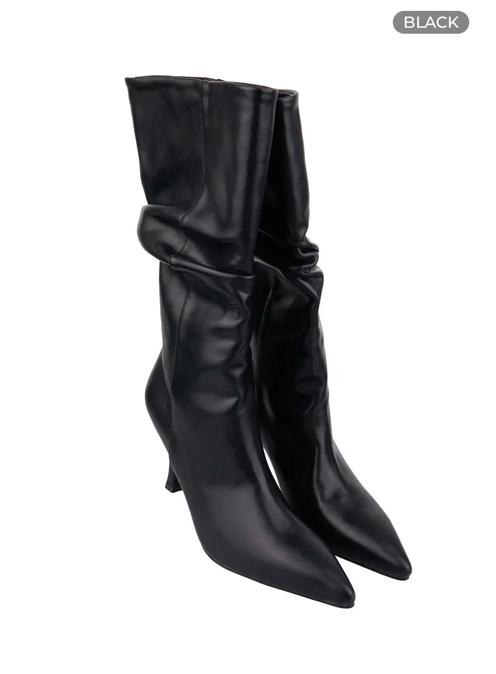 Solid Faux Leather Boots IO409