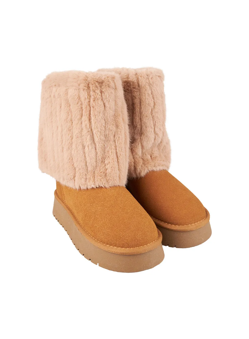 Suede Fur Mid-Calf Boots CN413