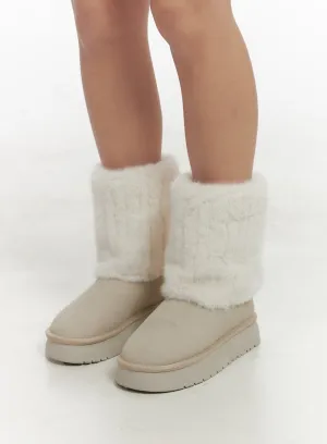 Suede Fur Mid-Calf Boots CN413