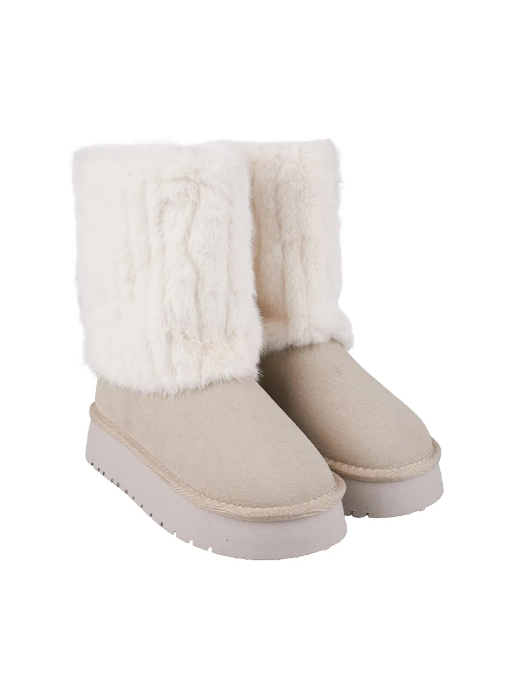 Suede Fur Mid-Calf Boots CN413