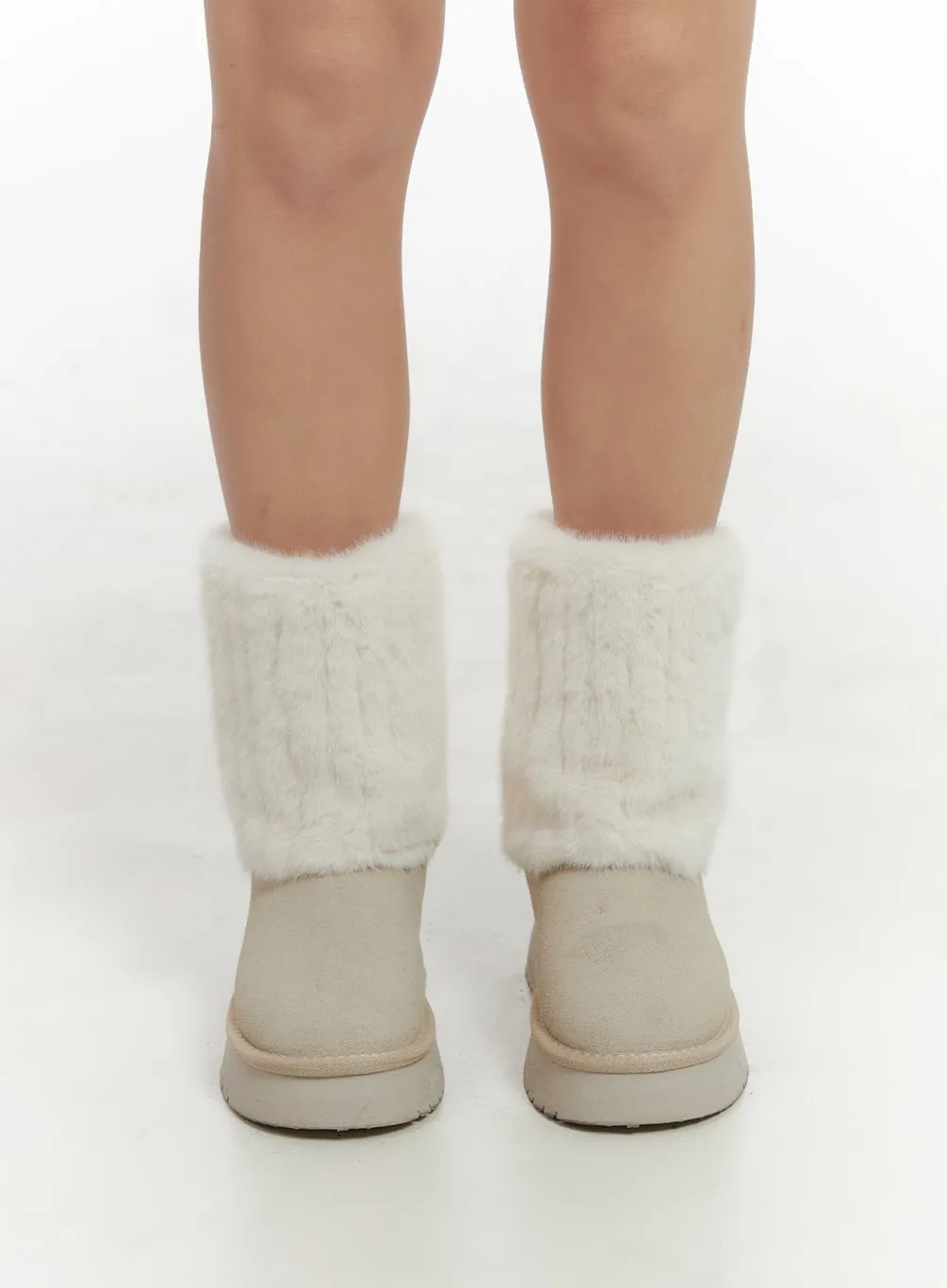 Suede Fur Mid-Calf Boots CN413