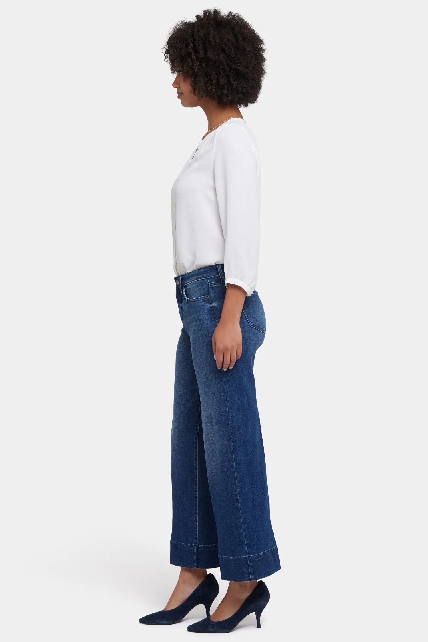 Teresa Wide Leg Ankle Jeans In Petite - Moonlight