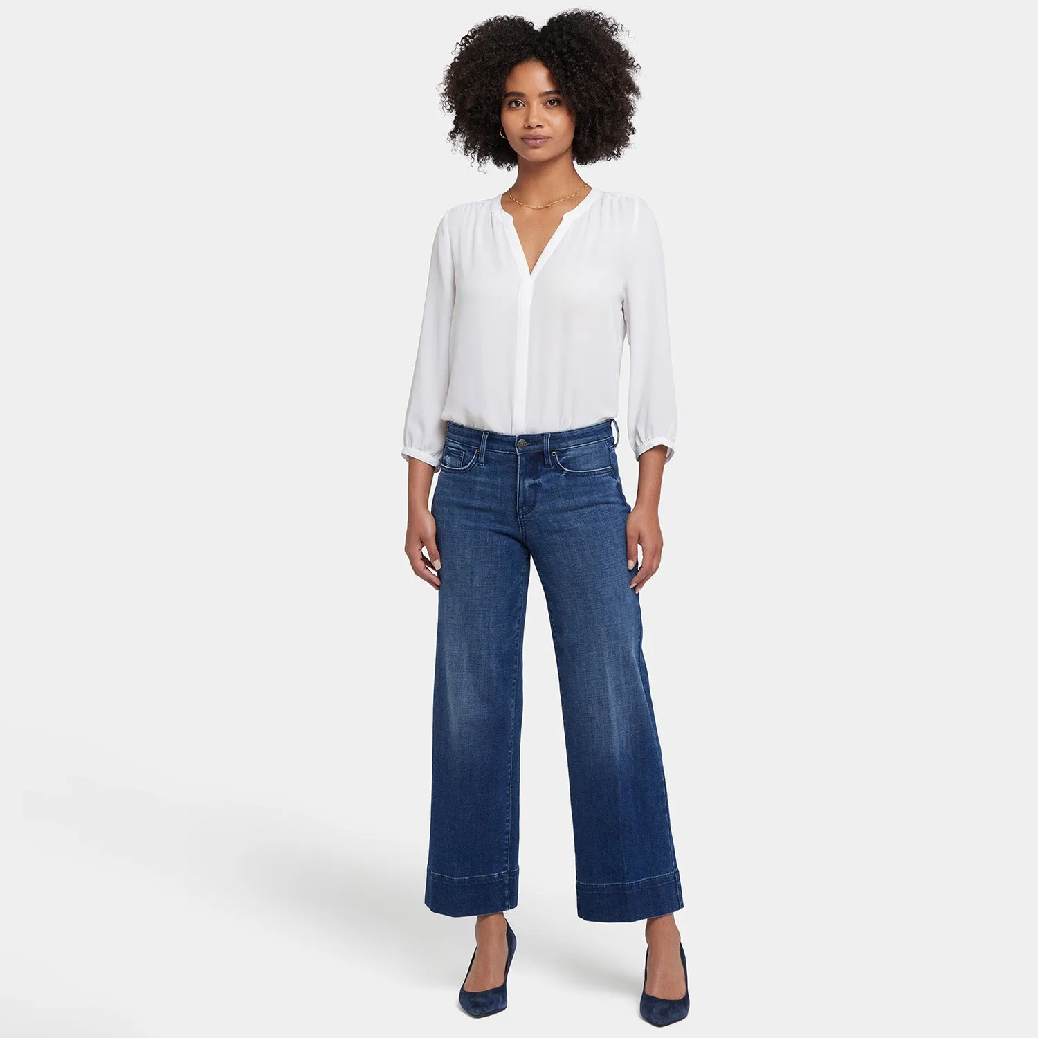 Teresa Wide Leg Ankle Jeans In Petite - Moonlight