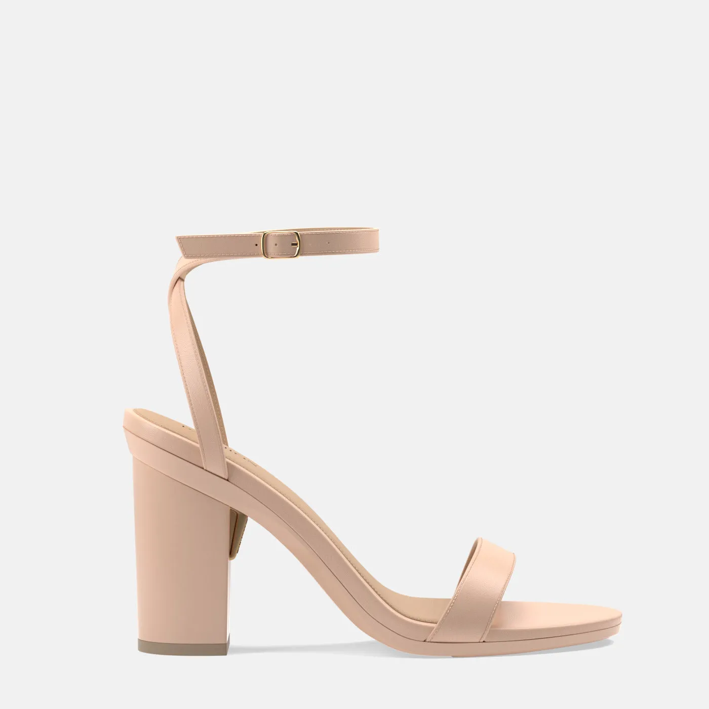 The Brenna - Sand Leather   Block Heel Kit 4 Sand