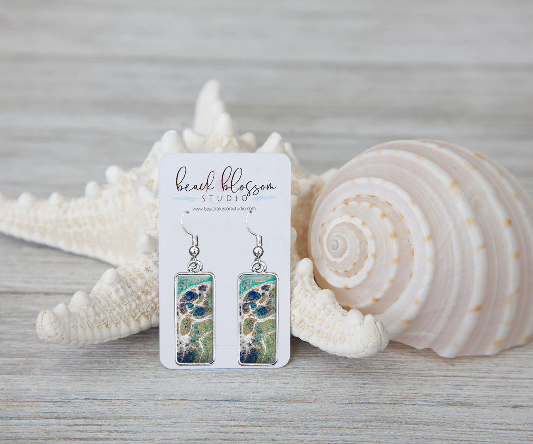 Tidal Treasures Rectangle Earrings | Handmade Earrings