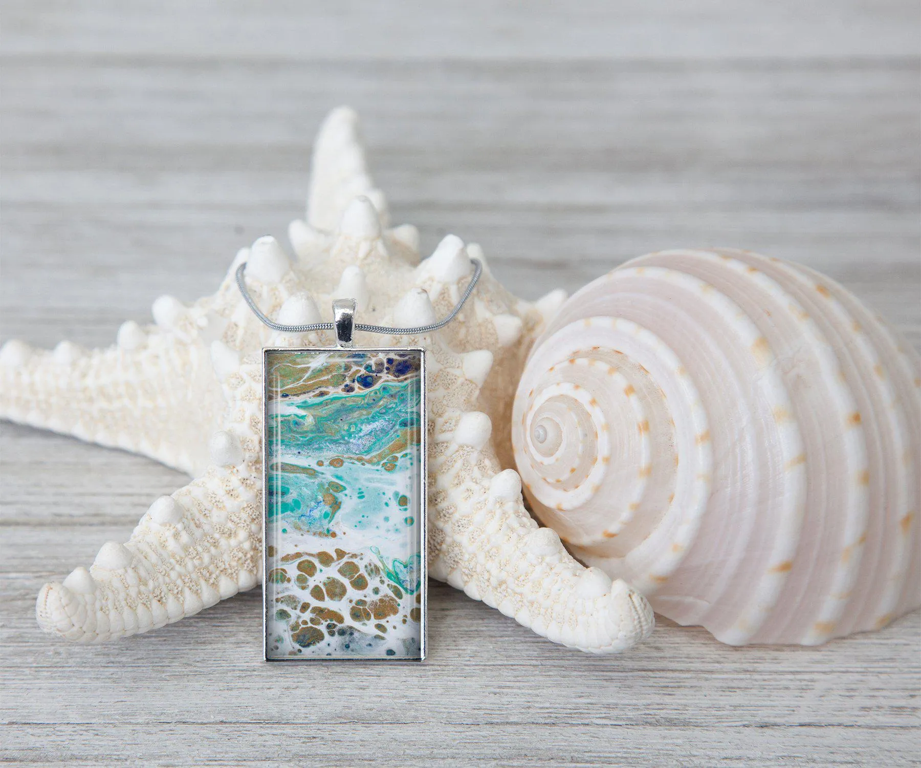 Turtle Bay Rectangle Necklace | Handmade Beach Jewelry