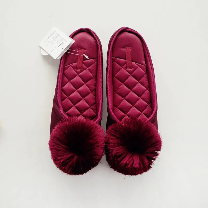 Womens Pom Pom Slippers