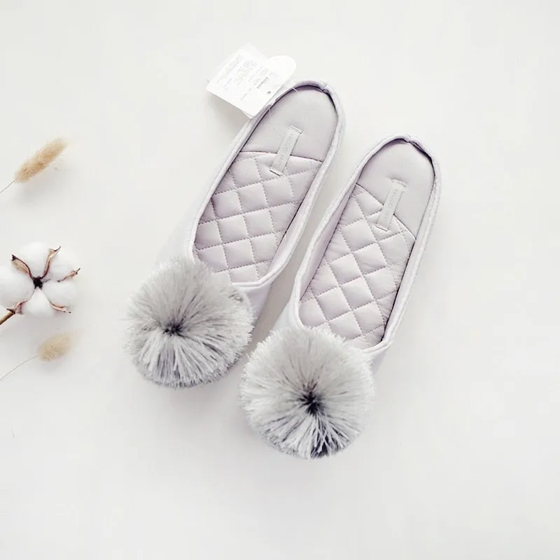 Womens Pom Pom Slippers