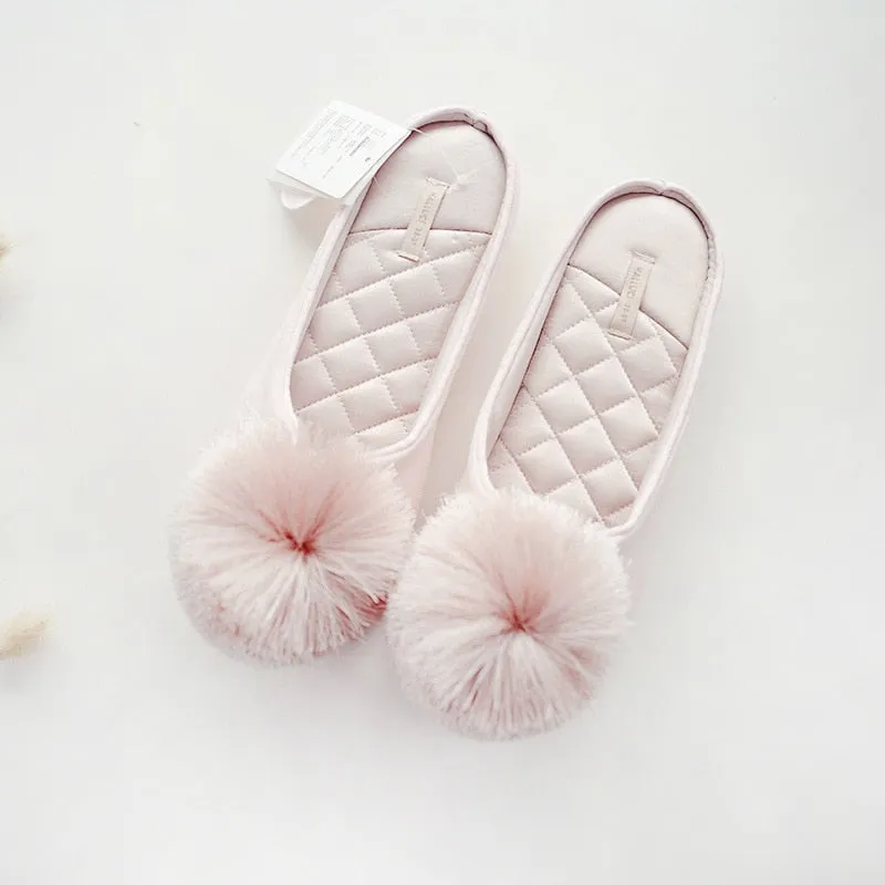 Womens Pom Pom Slippers