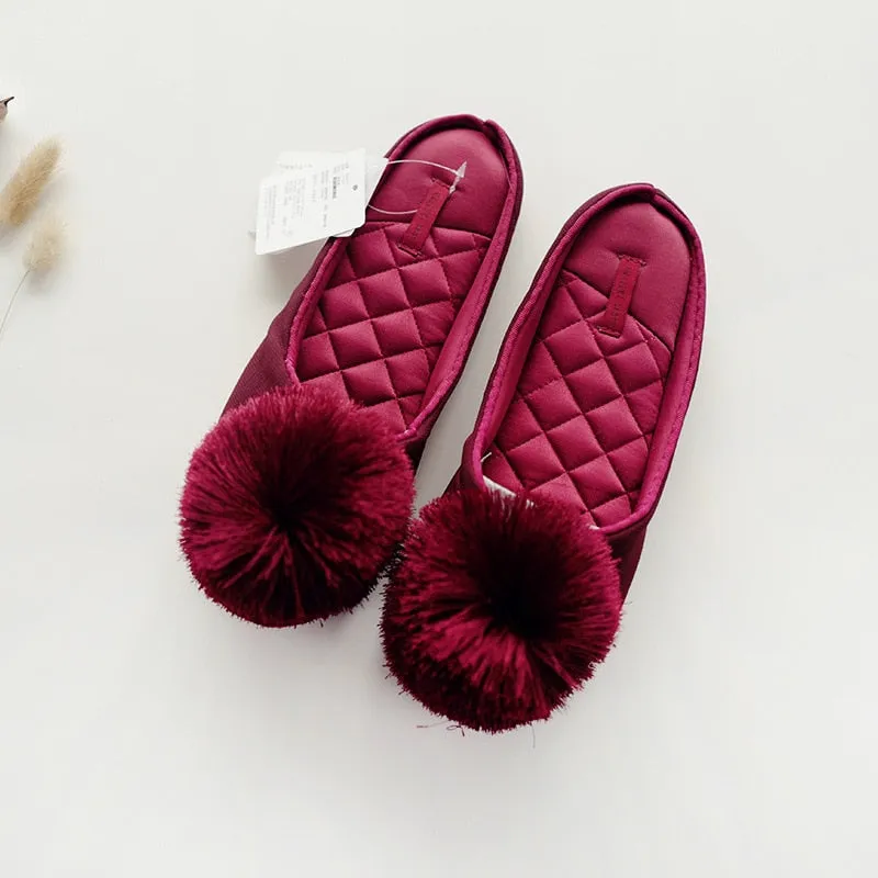 Womens Pom Pom Slippers