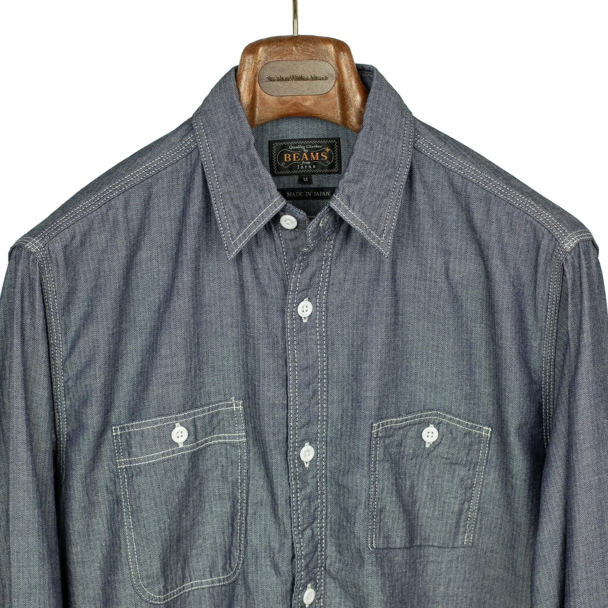 Work shirt indigo cotton herringbone