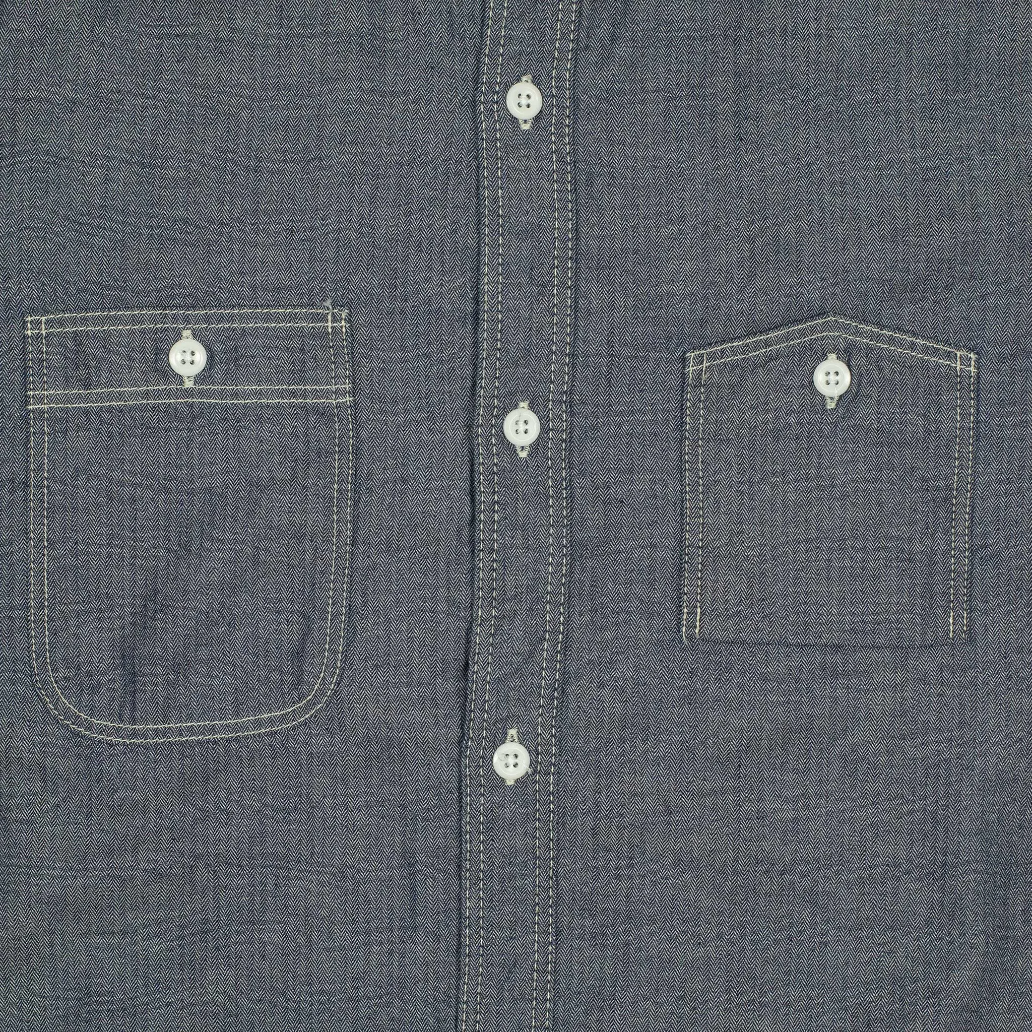 Work shirt indigo cotton herringbone