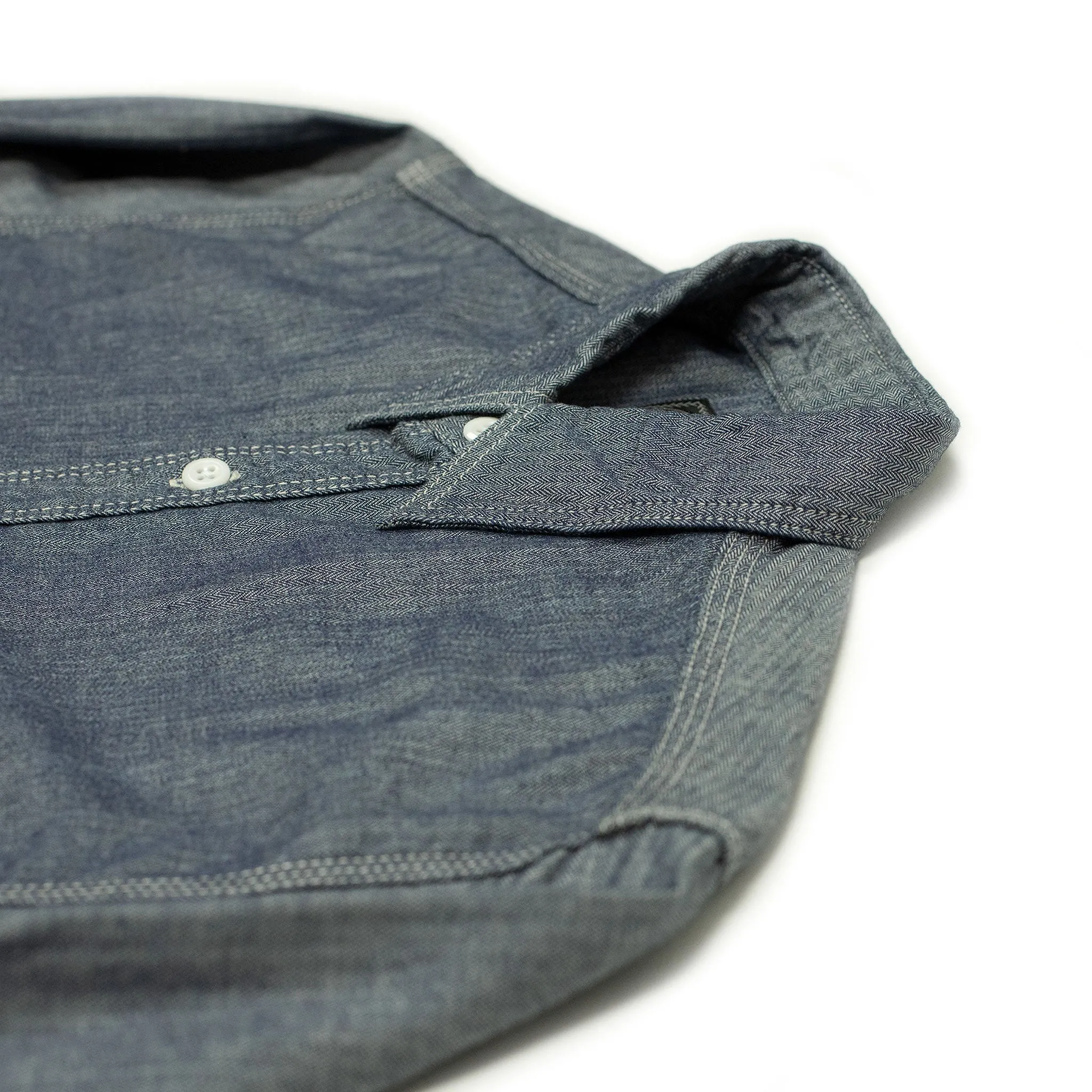 Work shirt indigo cotton herringbone