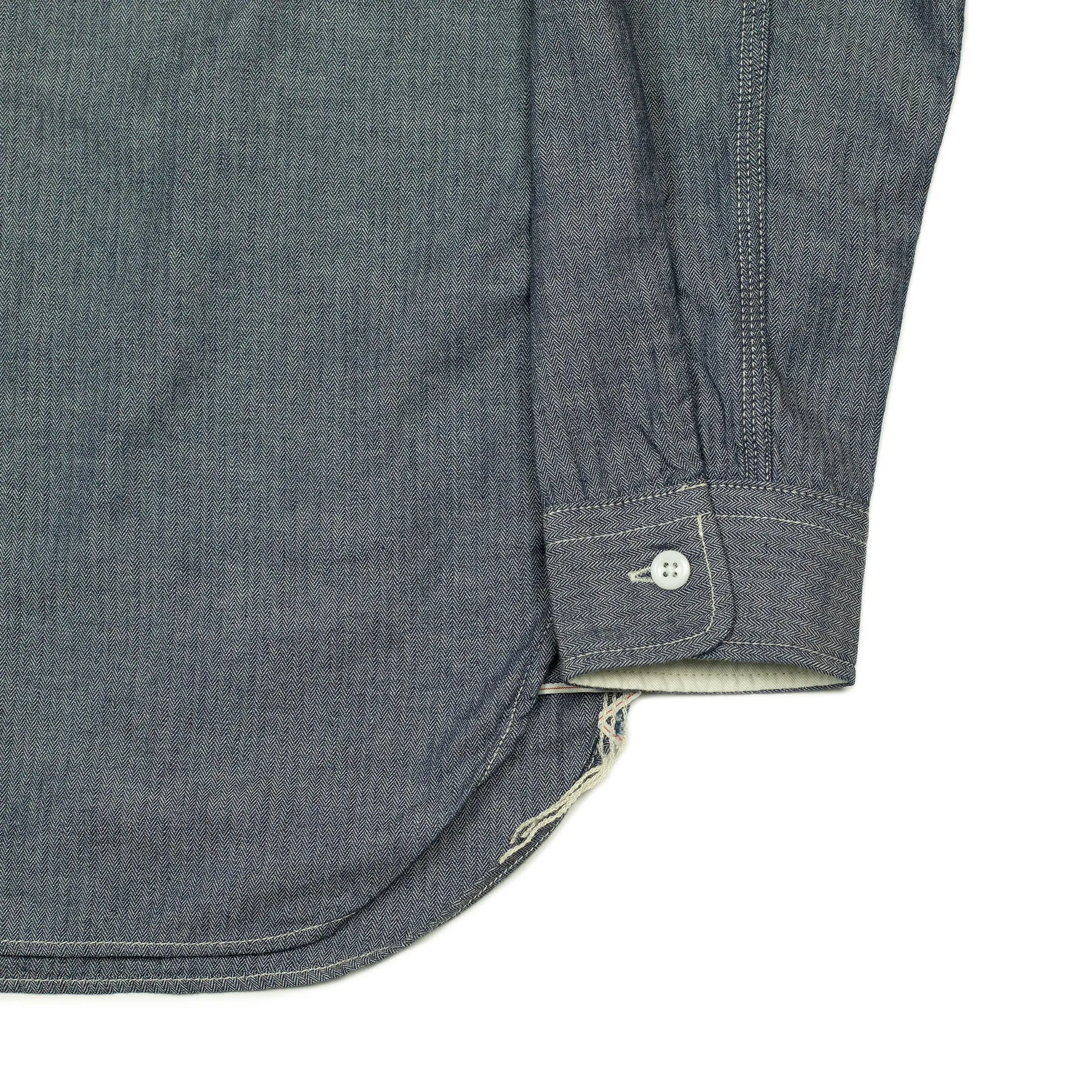 Work shirt indigo cotton herringbone