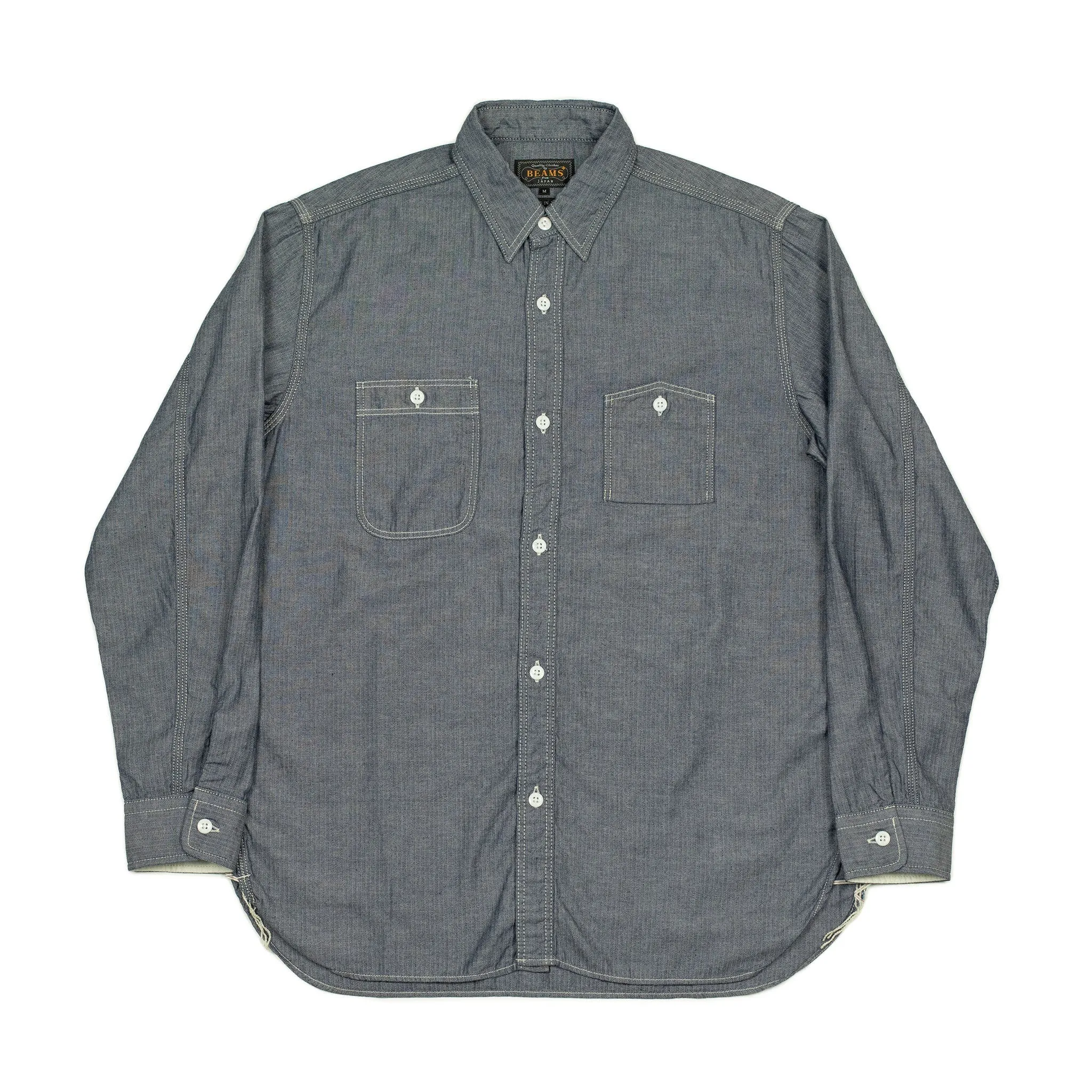 Work shirt indigo cotton herringbone