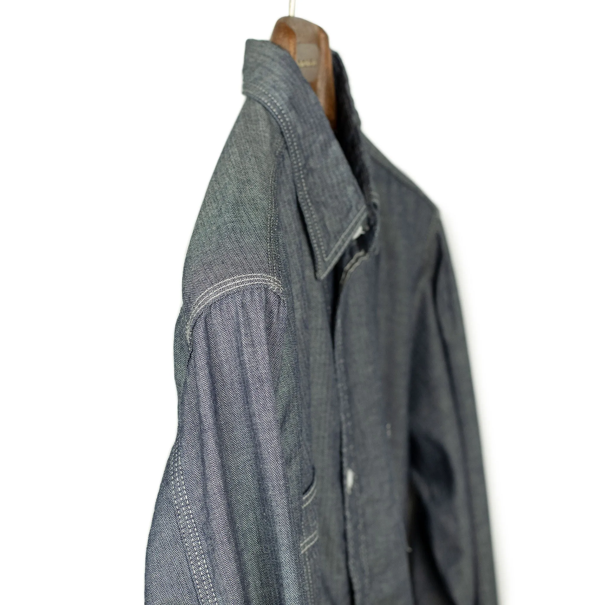 Work shirt indigo cotton herringbone